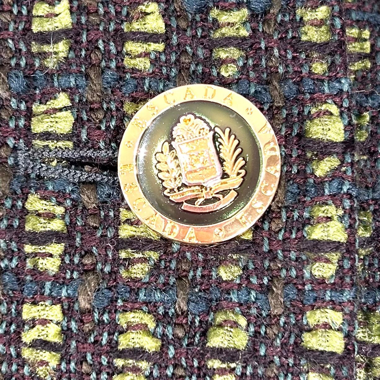 美品 90s ESCADA ヴィンテージ エスカーダ 金ボタン ウール ツイード