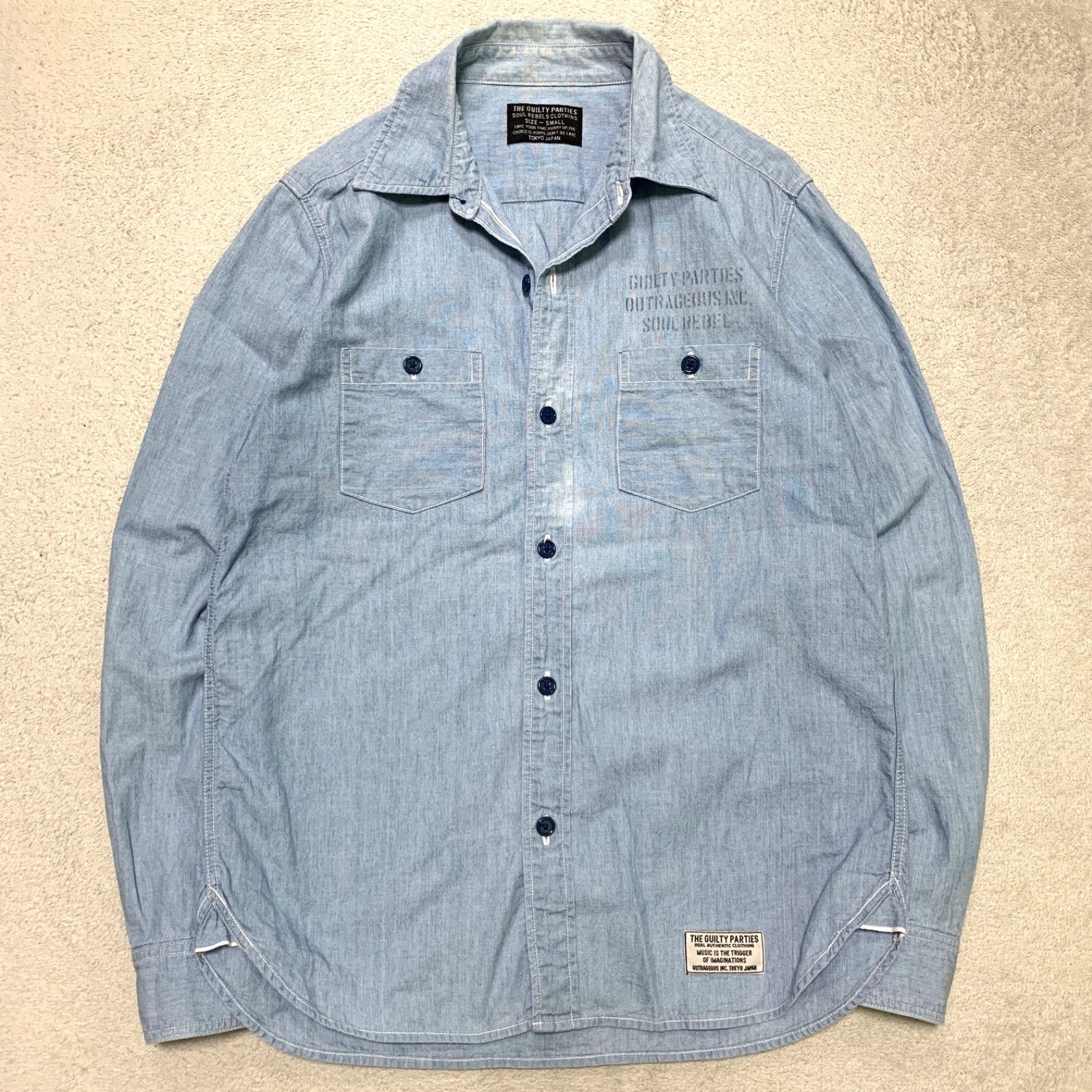 WACKO MARIA Work Shirt - Cotton Chambray - ワークシャツ