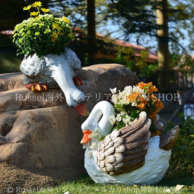 プランター アヒル 鉢植え フラワーポット 酸化マグネシウム 彫刻 リアル 美しい エレガント ダック 動物 かわいい ガーデニング 雑貨 ガーデン雑貨 ガーデンインテリア ガーデン インテリア 庭の装飾 お洒落 おしゃれ 8-14