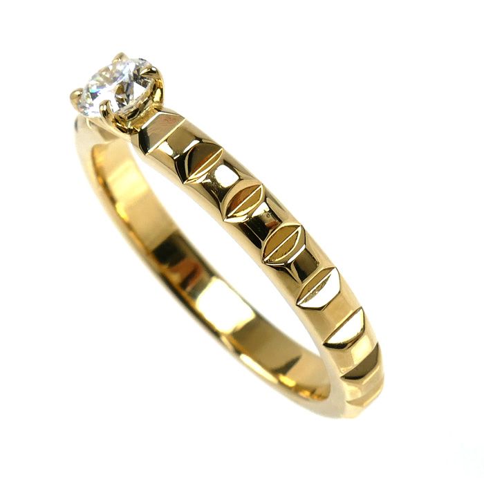 23/美品 ブシュロン K18YG クルドパリ ダイヤ ソリテール リング 指輪 Boucheron ブシュロン K18YG イエローゴールド クルドパリ ソリテール