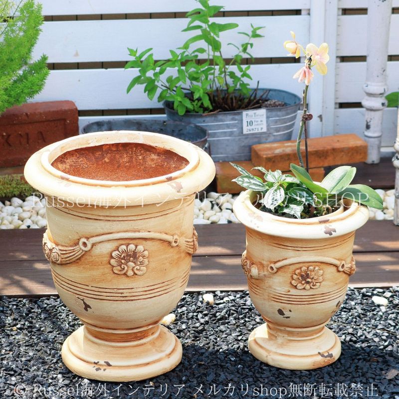 プランター ヴィンテージ調 酸化マグネシウム 2サイズ展開 庭 ガーデン シャビーシック シャビー加工 ガーデニング 雑貨 ガーデン雑貨 ガーデンインテリア ガーデン インテリア 庭の装飾 お洒落 おしゃれ 8-14