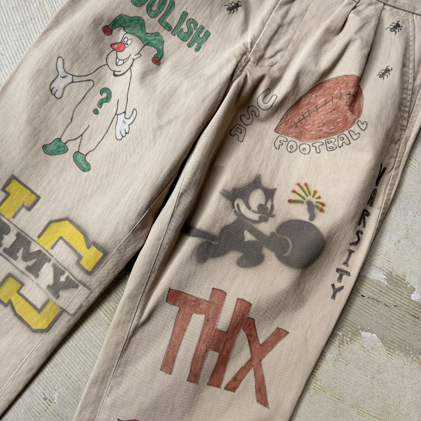 古着 HAND PAINTED ART STENCIL MEMORIAL PANTS / ハンド ペイント 