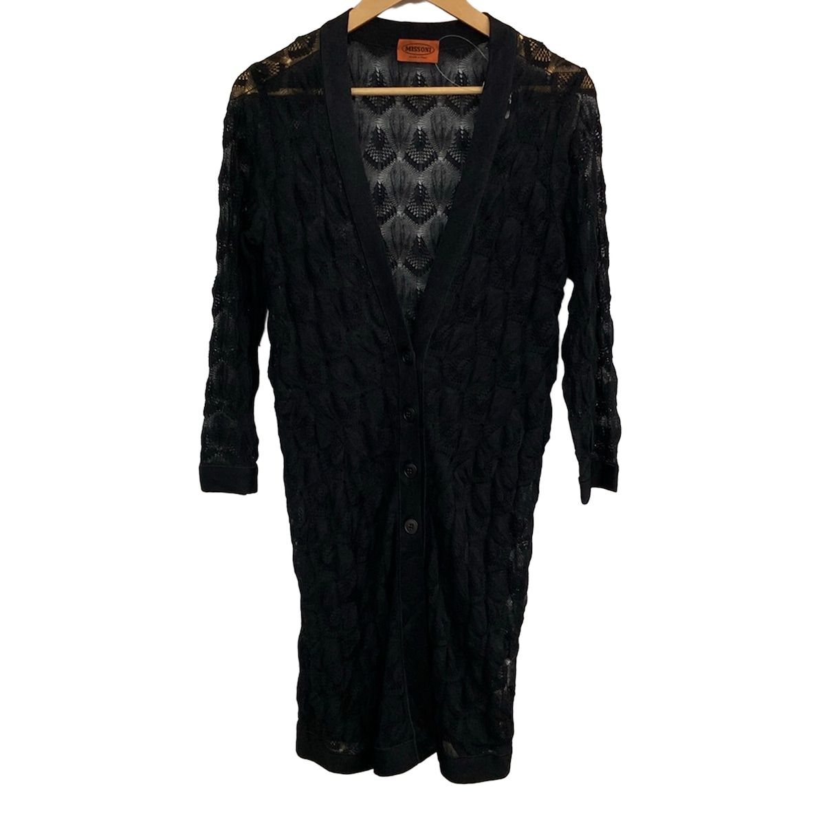 MISSONI(ミッソーニ) カーディガン サイズ42 M レディース 黒 ロング丈