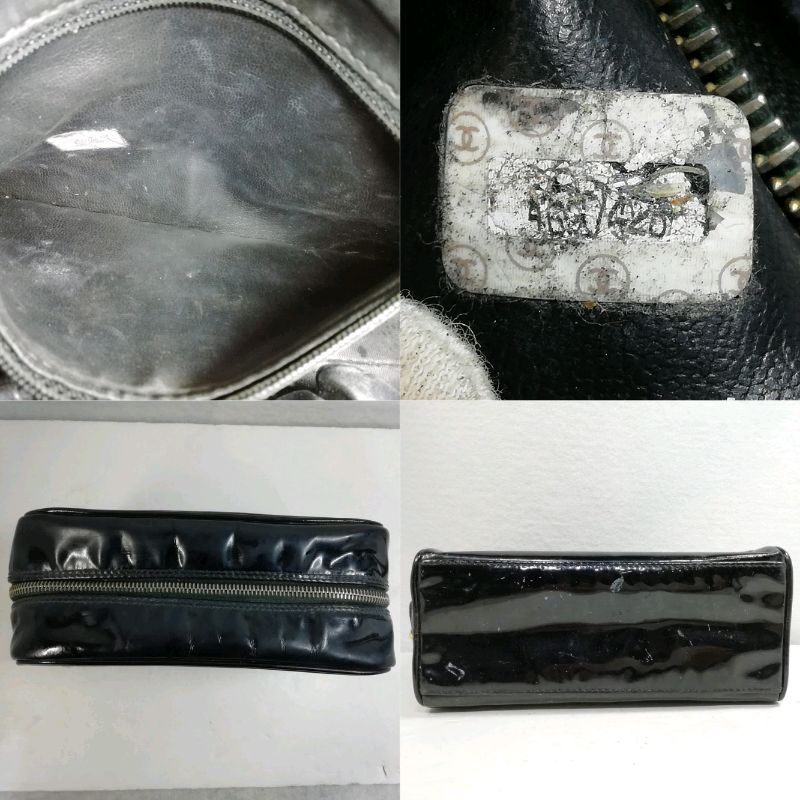 中古】シャネル ココマーク エナメル×ブラック 化粧ポーチ - メルカリ