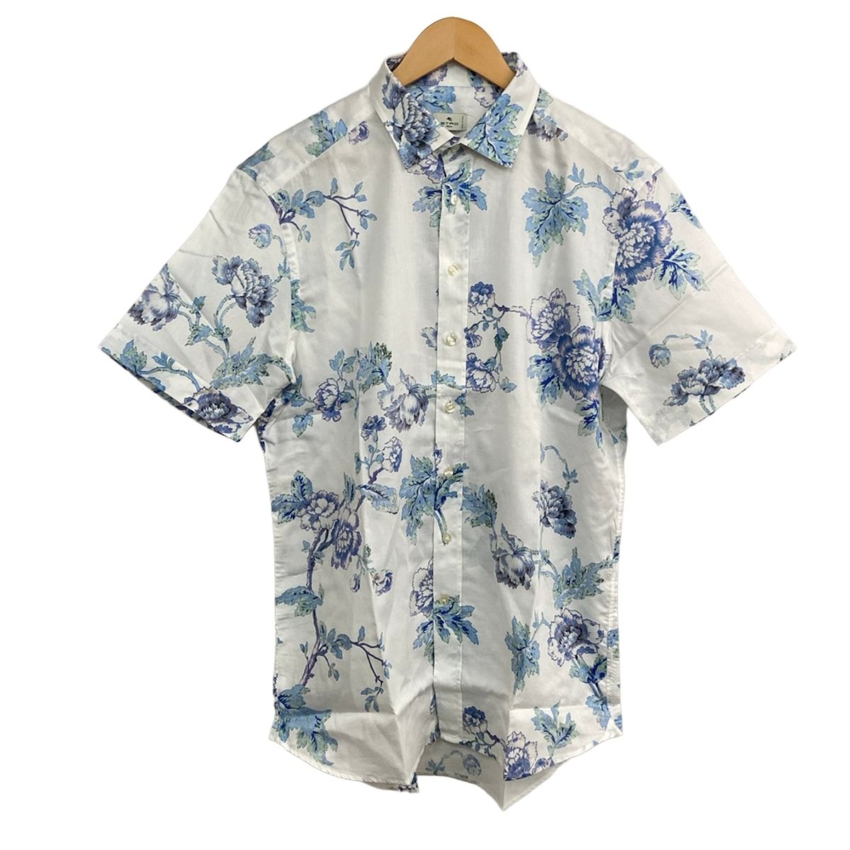 ETRO(エトロ) 半袖シャツ サイズ43 メンズ - 白×ブルー×マルチ 花柄