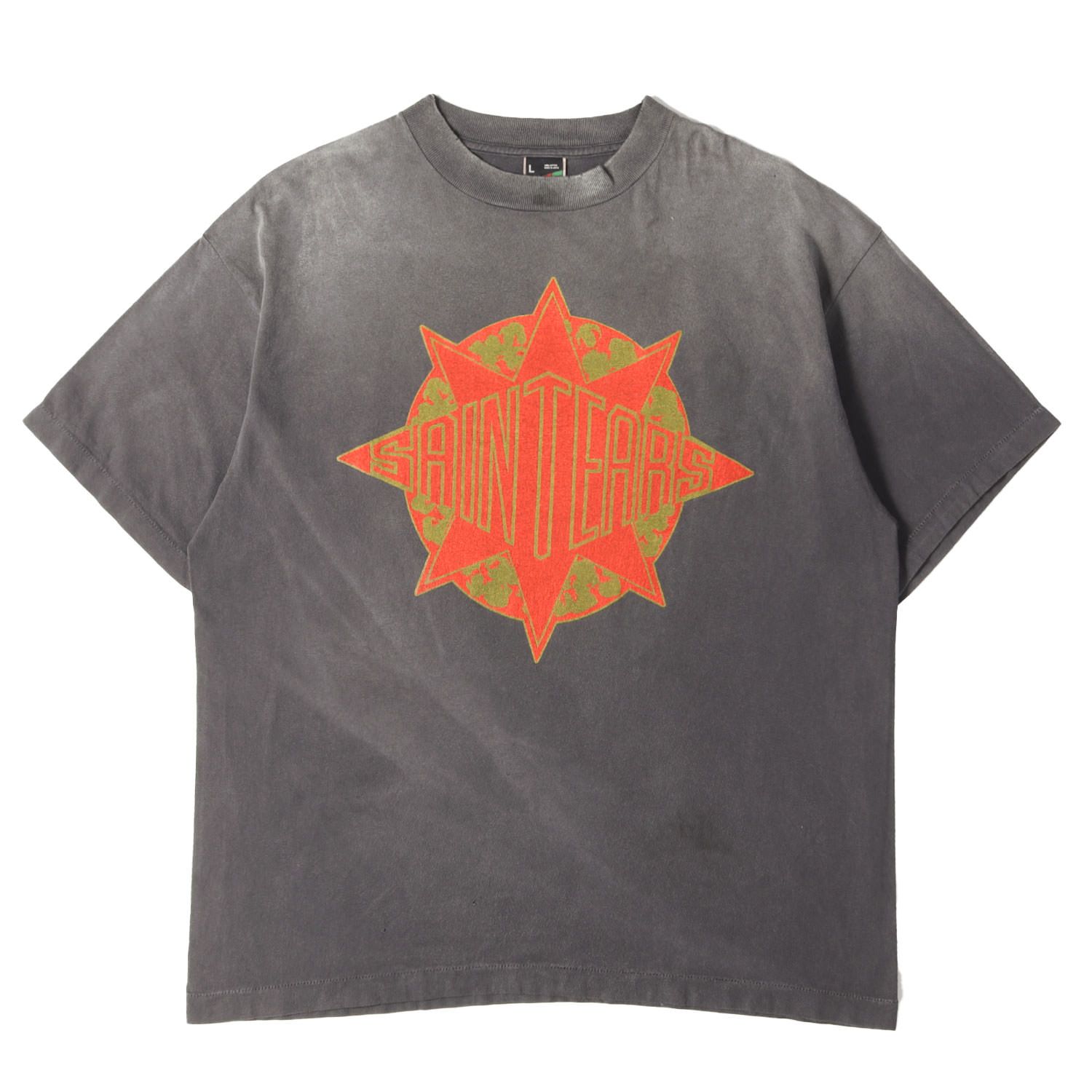 S/S セントマイケル デニムティアーズ Tシャツ ヴィンテージ加工 L SAINT MICHAEL セントマイケル Tシャツ ブラック 黒 サイズ:L | 24AW