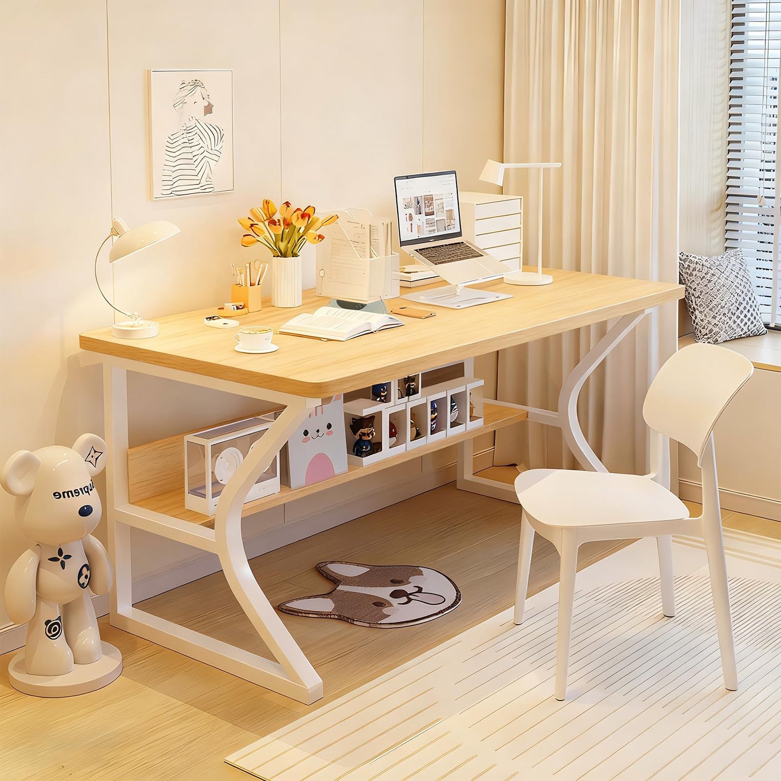 パソコンデスク ゲーミングデスク 組立簡単 北欧 木製 幅80cm×奥行50cm