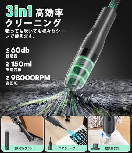 【新登場】ハンディクリーナー コードレス 26000Pa 吸引力強化 車用掃除p ☆新品☆【新登場】ハンディクリーナー コードレス 26000Pa 吸引力強化