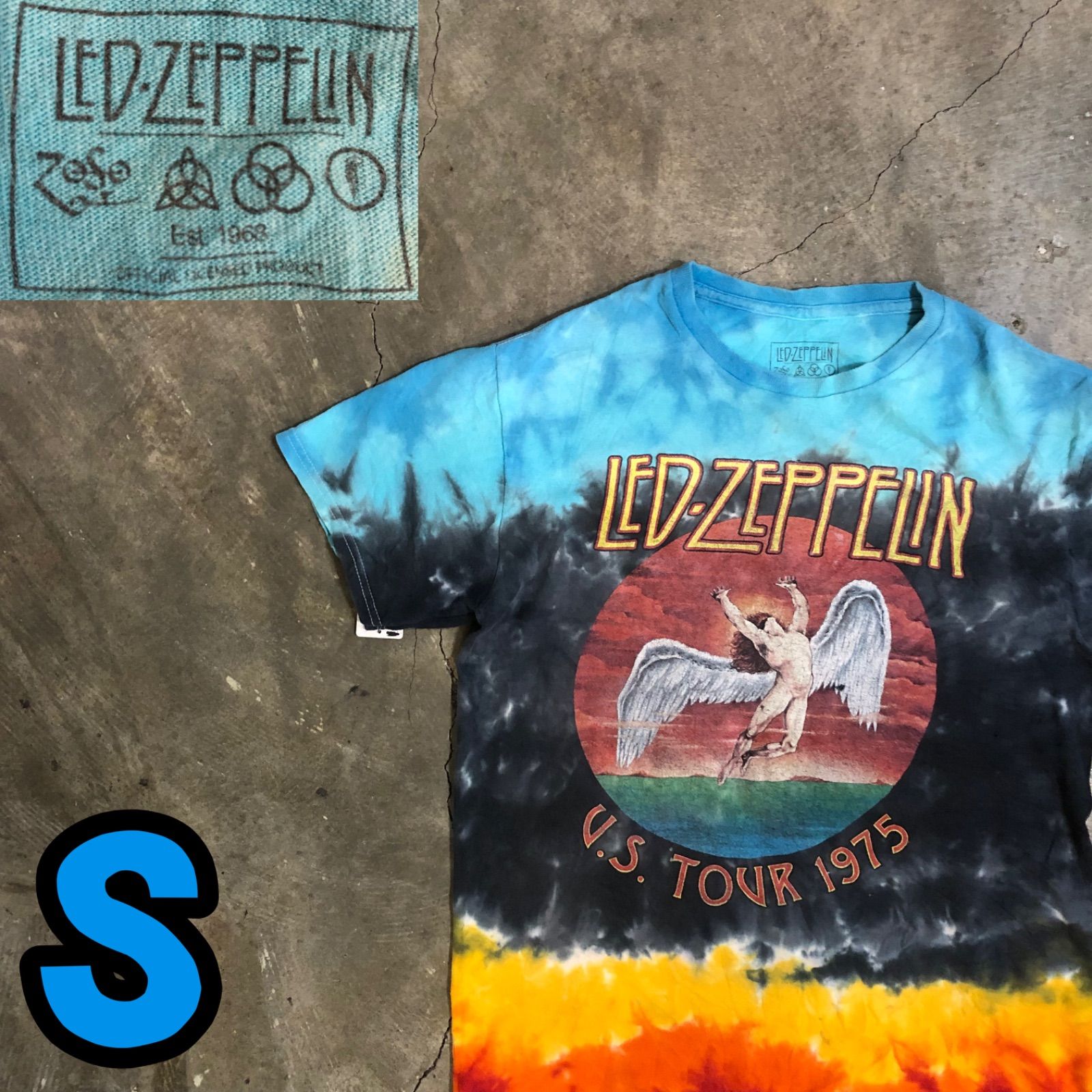 クリーニング 通販 T8210 LED-ZEPPELIN プリントTシャツ タイダイ 古着 