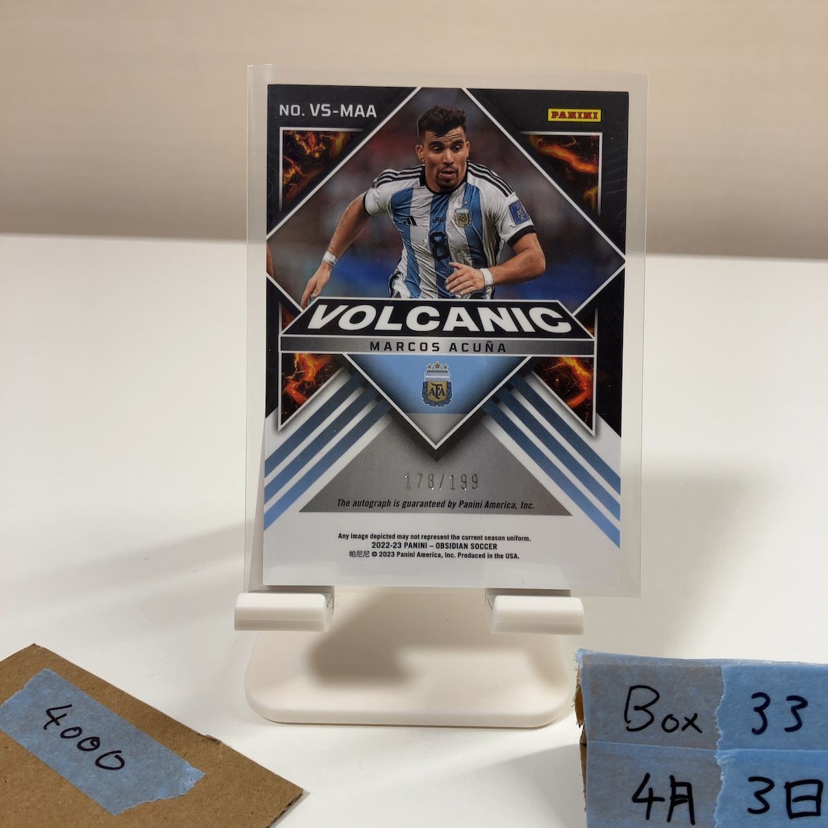 Panini Obsidian フランス代表 ヴァラン 直筆サインカード 2022-23 Panini Obsidian Marcos Acuna 178/199 直筆サインカード