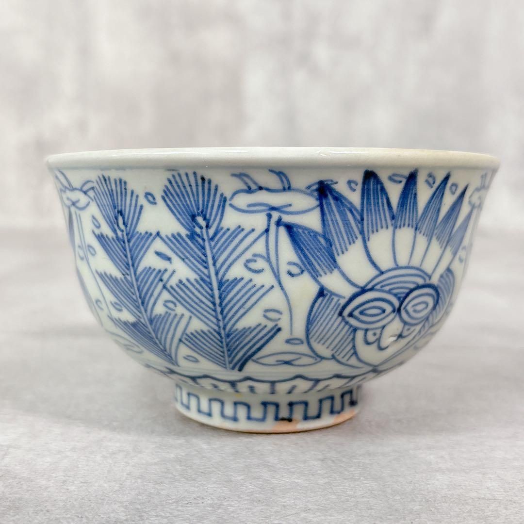 S160 古伊万里 藍色 染付 茶碗5個セット ボウル 鉢 陶器 陶芸 骨董品