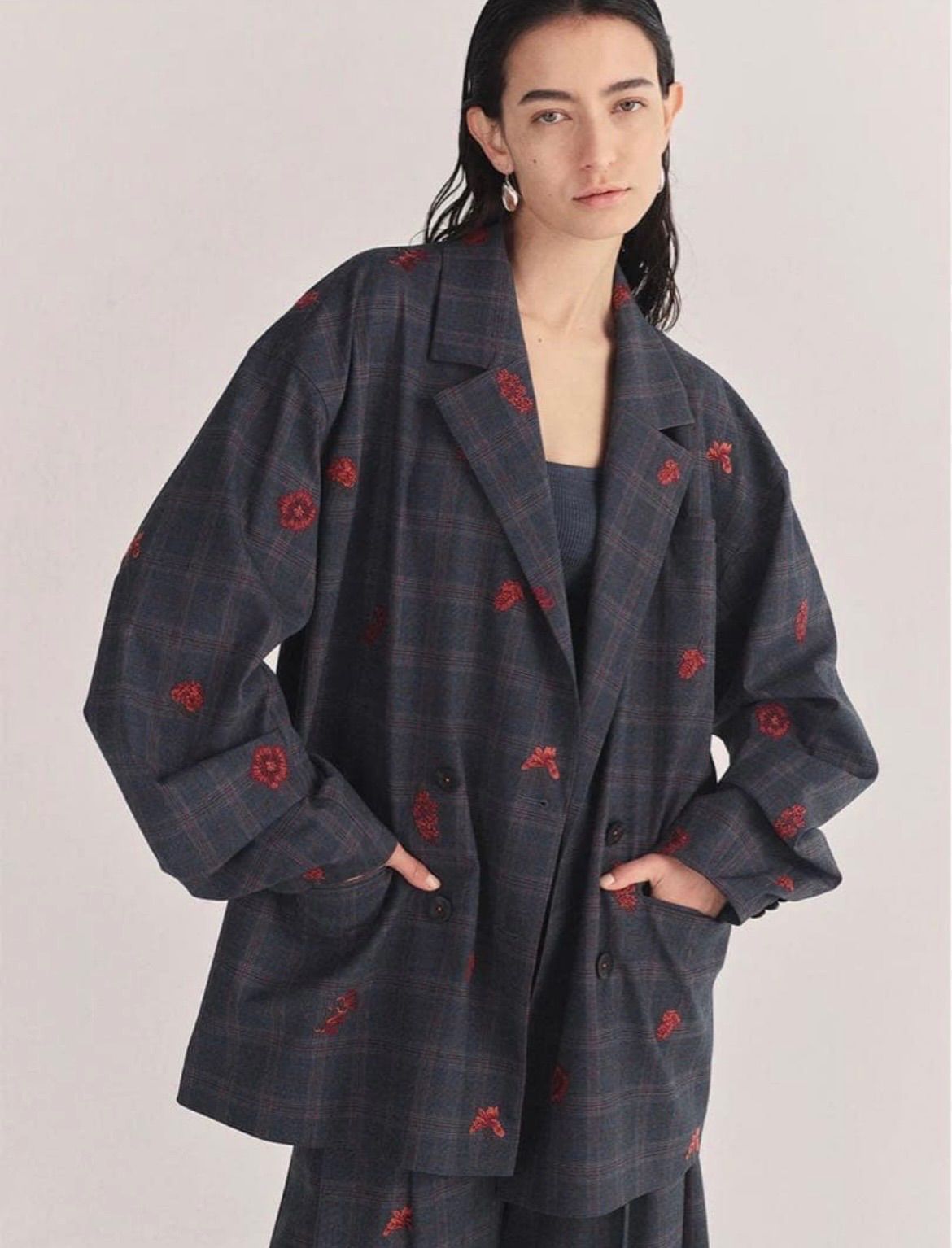 新品 AMERI CHECK FLOWER PAPA JACKET ジャケット アメリヴィンテージ