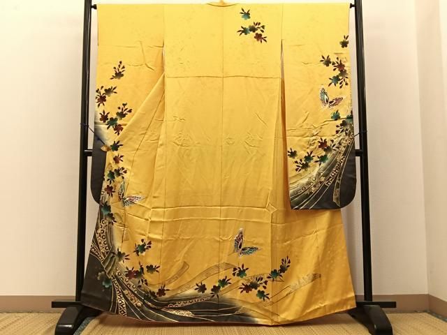 平和屋着物□豪華振袖 束ね熨斗花蝶文 暈し染め 金銀彩 正絹 逸品 平和 