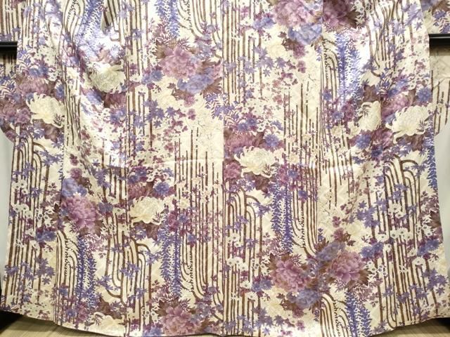 平和屋着物●豪華振袖　色無地　草花地紋　枯色　正絹　逸品　CABC6837yc 平和屋着物□豪華振袖 草花文 金彩 正絹 逸品 CABF6528ou - メルカリ