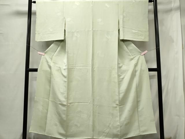 平和屋着物□上質な色無地 地紙流水地紋 白緑色 正絹 逸品 CABF6538ou