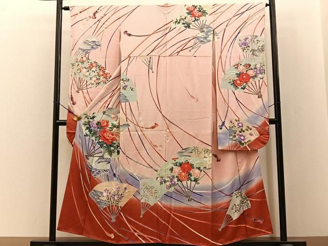 平和屋着物▽豪華振袖 刺繍 草花 暈し染 金糸 銀通し地 正絹