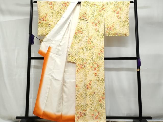 平和屋着物●上質な小紋　花唐草文　正絹　逸品　CABC6945yc 平和屋着物○上質な小紋 総刺繍 花唐草丸文 金糸 正絹 逸品 CABA6208yc