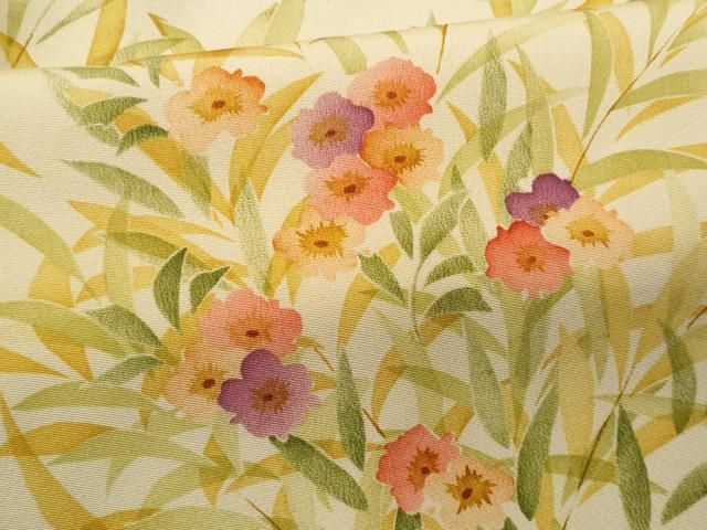 平和屋着物●上質な小紋　花唐草文　正絹　逸品　CABC6945yc 平和屋着物○上質な小紋 総刺繍 花唐草丸文 金糸 正絹 逸品 CABA6208yc