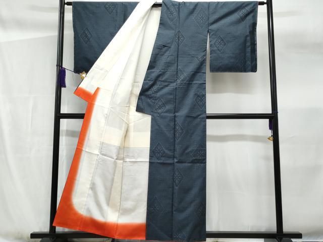 平和屋着物●本場大島紬　9マルキ　草花文　株式会社たかし謹製　証紙付き　正絹　逸品　DABB9672du 平和屋着物□本場大島紬 9マルキ 菱花文 たかし織物謹製 証紙付き 正絹