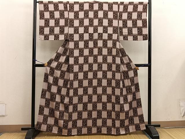 平和屋着物■極上　小紋　単衣　市松文様　鈴乃屋扱い　逸品　未使用　DZAA7055kh5 平和屋着物□極上 小紋 単衣 市松文様 鈴乃屋扱い 逸品 未使用