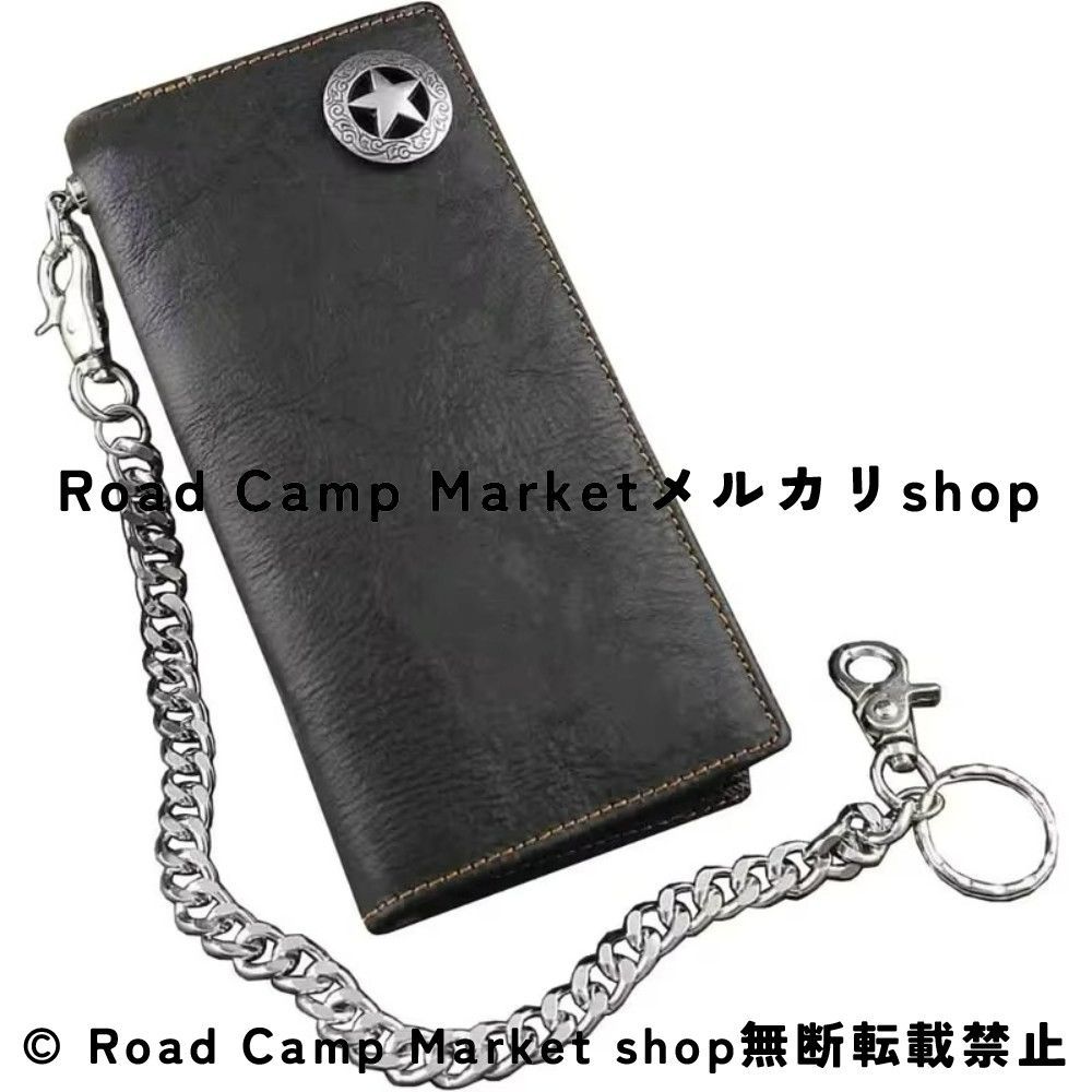 長財布 ウォレットチェーン付き 本革 メンズ バイカーウォレット