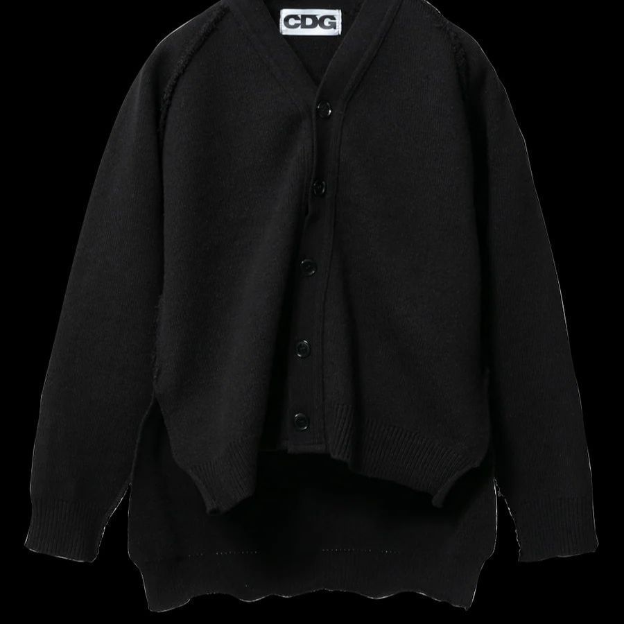 トップス CDG AD2024 OUTSIDED SEAM CARDIGAN CDG OUTSIDED SEAM CARDIGAN 未開封 ブラック M COMME des GARCONS