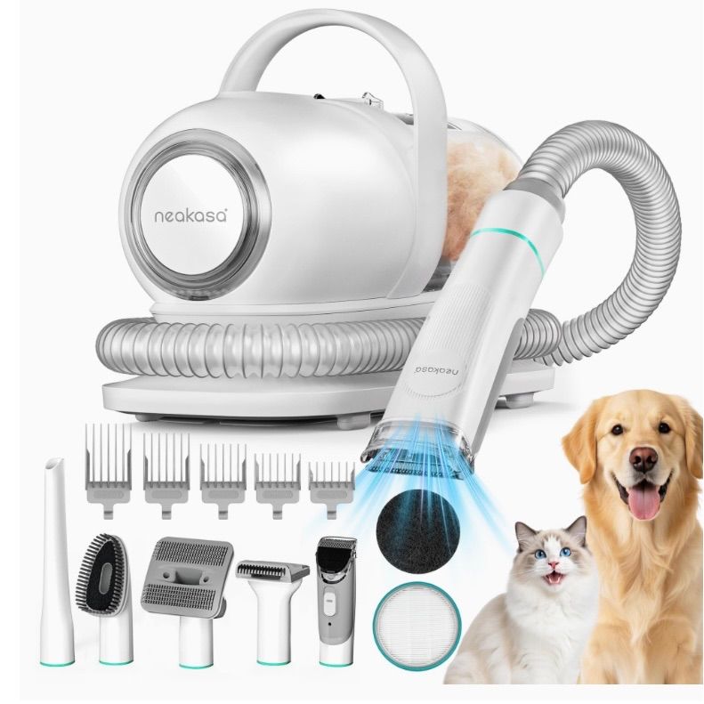 【ブラシと掃除機一体型】Neakasa ペット用バリカン 犬 猫美容器 多機能ペット掃除機 ペットグルーミングセット 電動バリカン ヘアクリッパーやヘアブラシも含む ペット用品 ペットの抜け毛対策 9000Pa吸引力 & 3段階調整 PSE認証 P1 PRO