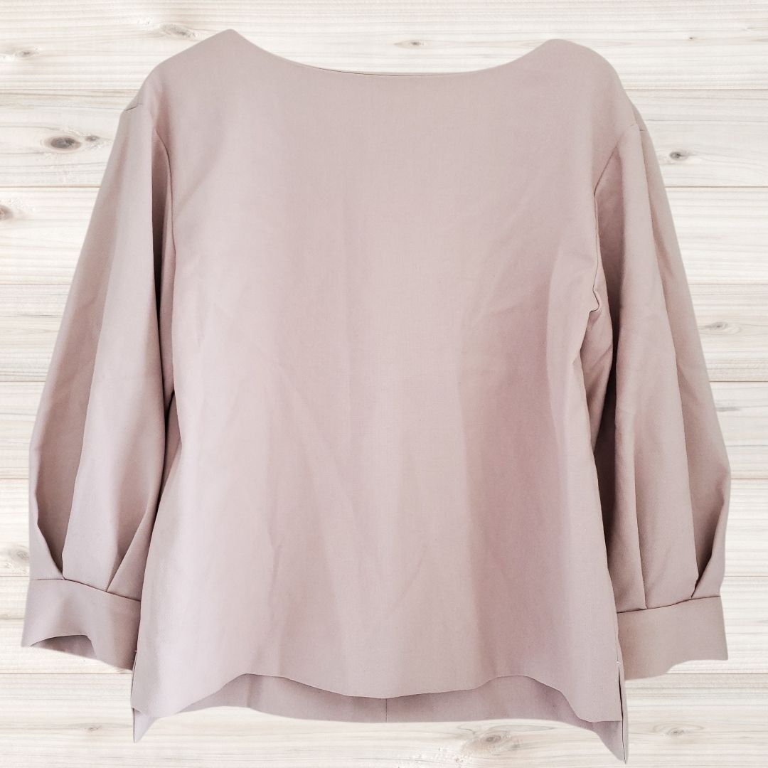 B2086 Enclé en recre Blouse Shirt Long Sleeve 3/4 Sleeve (Equivalent to 38 M) Pink Plain Simple Minimalistic Norm Core Wearable Boat Neck Back Zipper Made in Japan