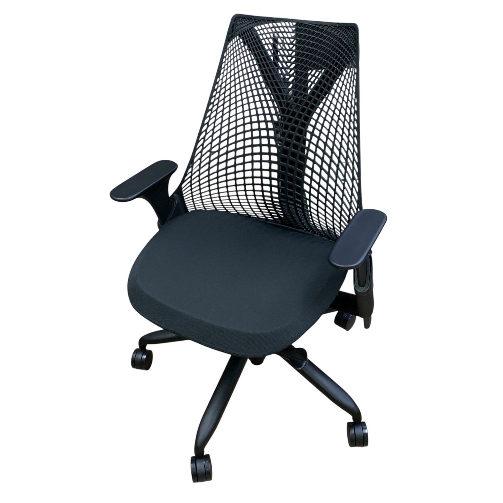 ■美品 Herman Miller セイルチェア オフィスチェア メッシュチェア ブラック 可動肘 昇降機能 回転椅子 キャスター付き 高機能チェア2488905,2488905