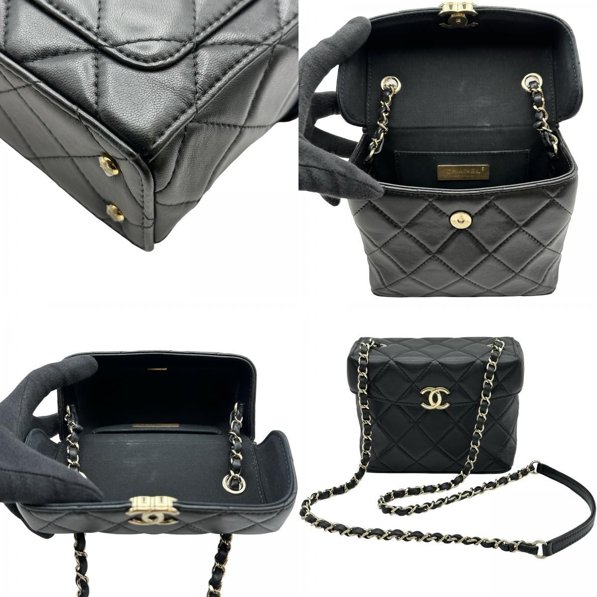 シャネル  AS2877 スモールボックス ラムスキンチェーンショルダーバッグ レディース シャネル CHANEL スモールボックスバッグ AS2877 ブラック/ゴールド