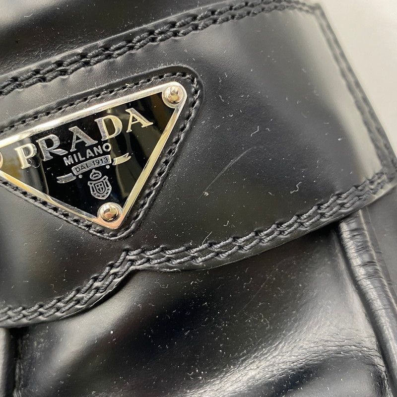 中古品】 PRADA プラダ 2DE129 モノリス ブラッシュドレザー