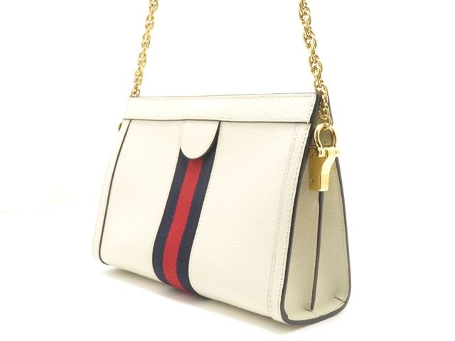 GUCCI グッチ バッグ オフィディア チェーンショルダー ホワイト カーフ ﾊﾞｯｸﾞ 503877 ショルダーバッグ
 レザー アイボリー レディース【中古】 GUCCI グッチ バッグ オフィディア チェーンショルダー ホワイト