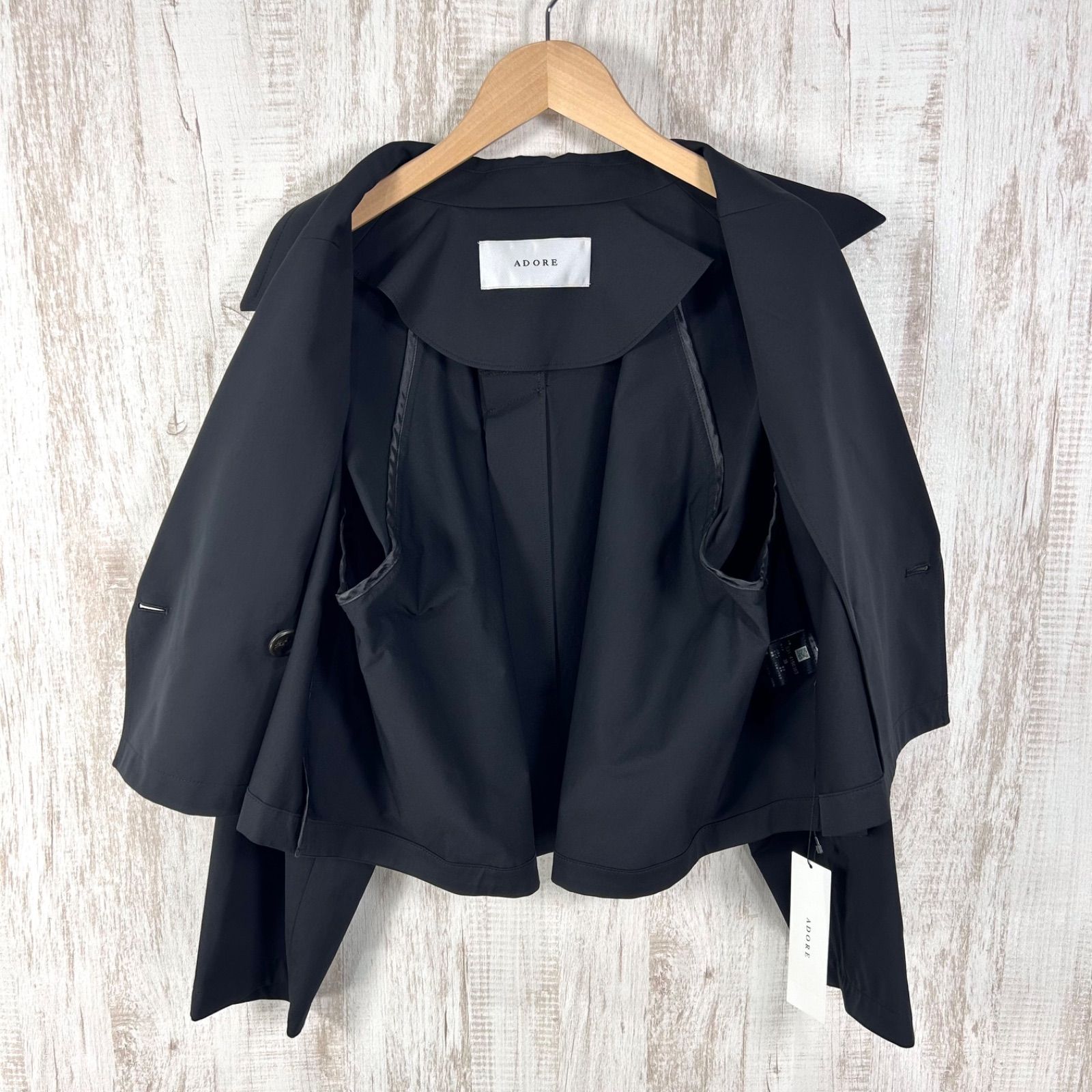 【24SS/未使用近】アドーア ハイゲージストレッチジャケット 黒 38 新品未使用 美品 ADORE アドーア ハイゲージ ストレッチ ジャケット