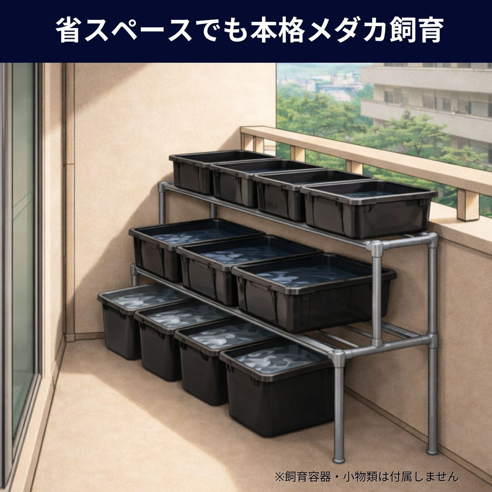 メダカラック R28 2段8個置き サビに強い NVボックス対応 めだか 棚 メダカ飼育ラック R28 屋外対応 2段 防錆 毎日の世話が楽になる - メルカリ