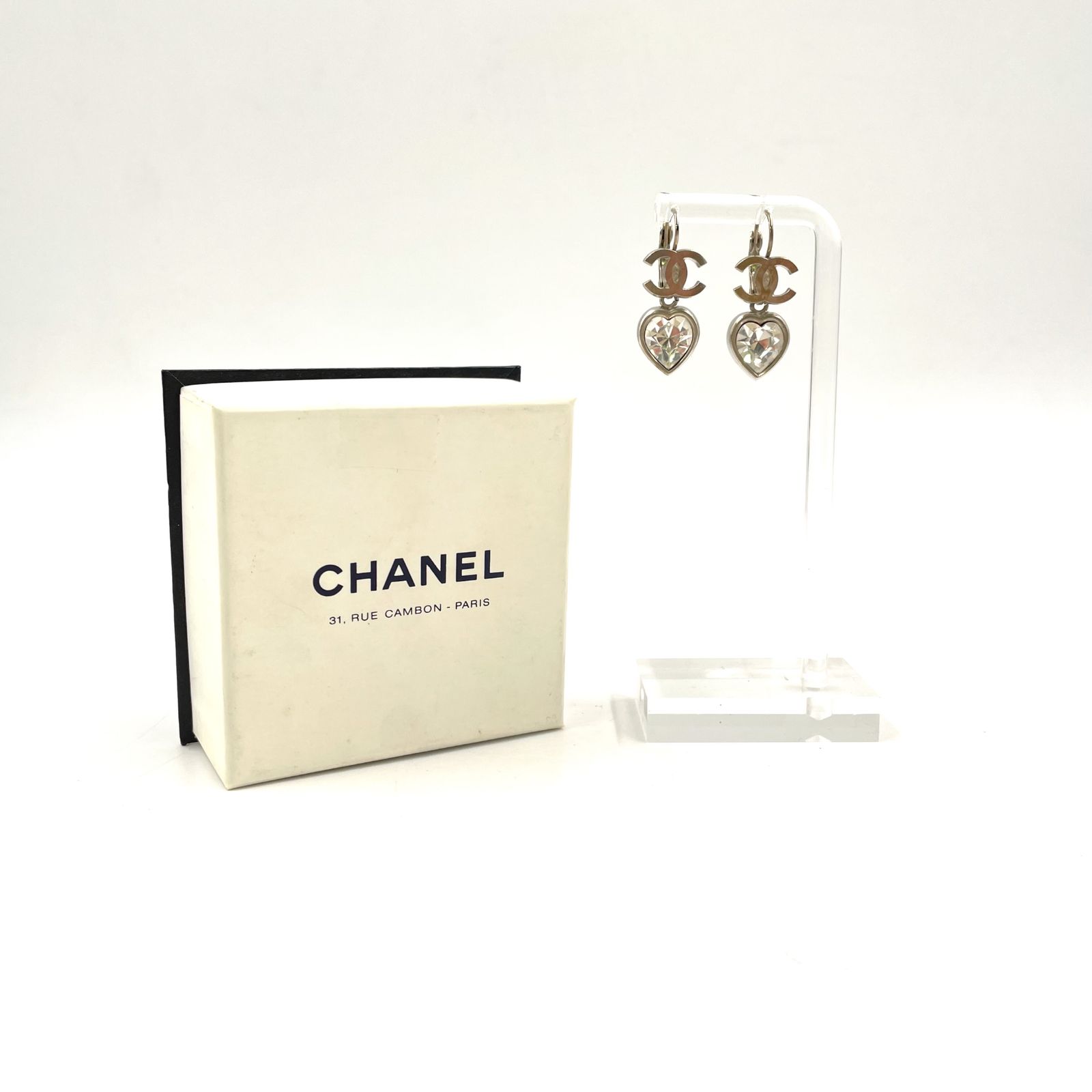 限定価格】CHANEL ココマーク ハート メタル×ラインストーン シルバー 