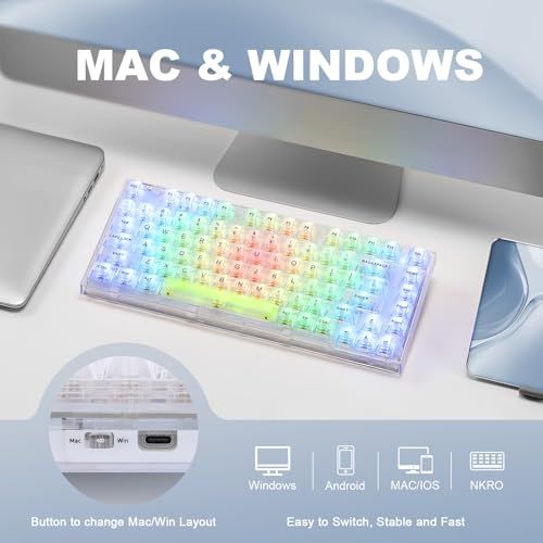 Ｘ75 メカニカルゲーミングキーボード　ホットスワップ対応 Amazon | YUNZII X75 ホットスワップメカニカルキーボード 透明なキー