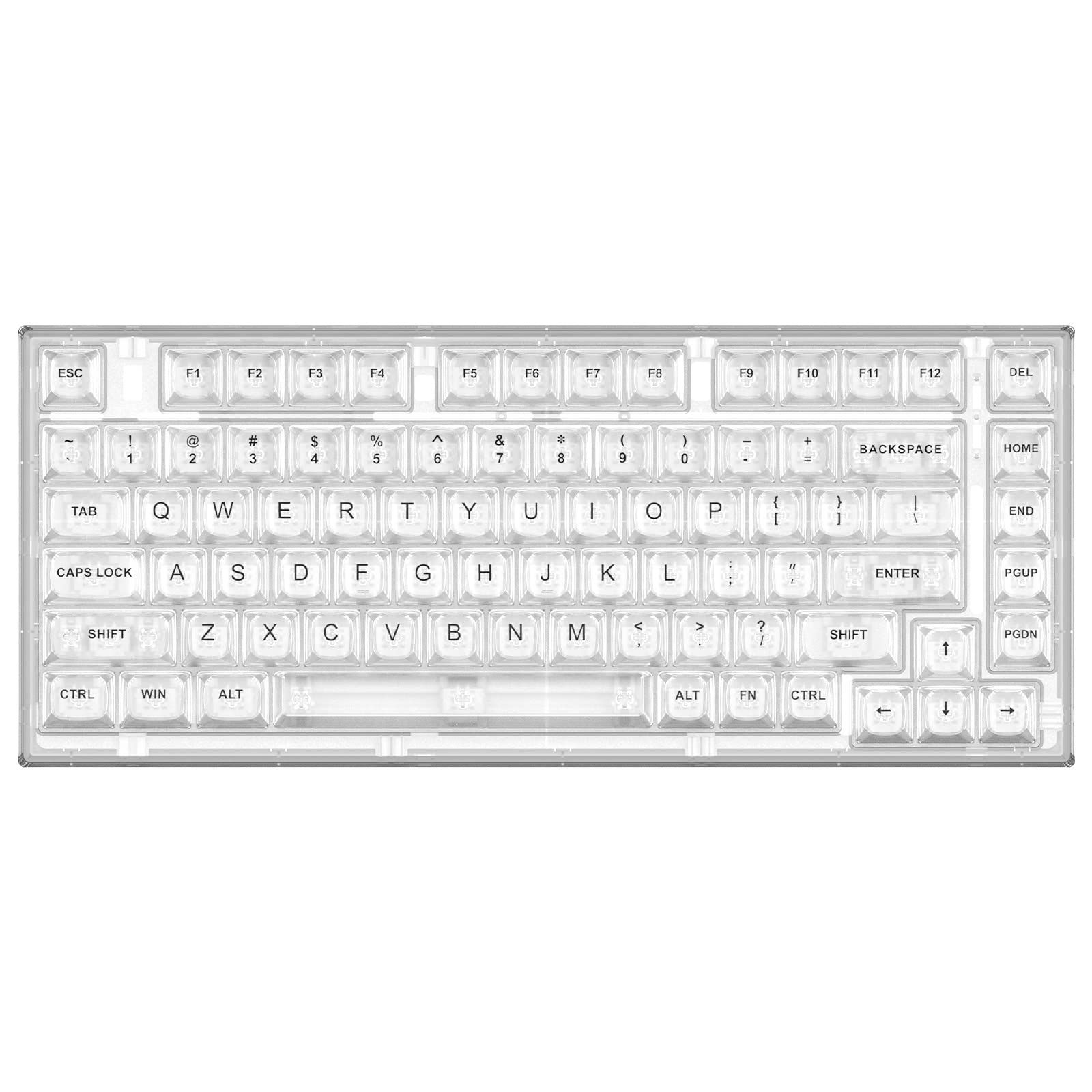 YUNZII X75 ホットスワップメカニカルキーボード 透明なキーキャップ