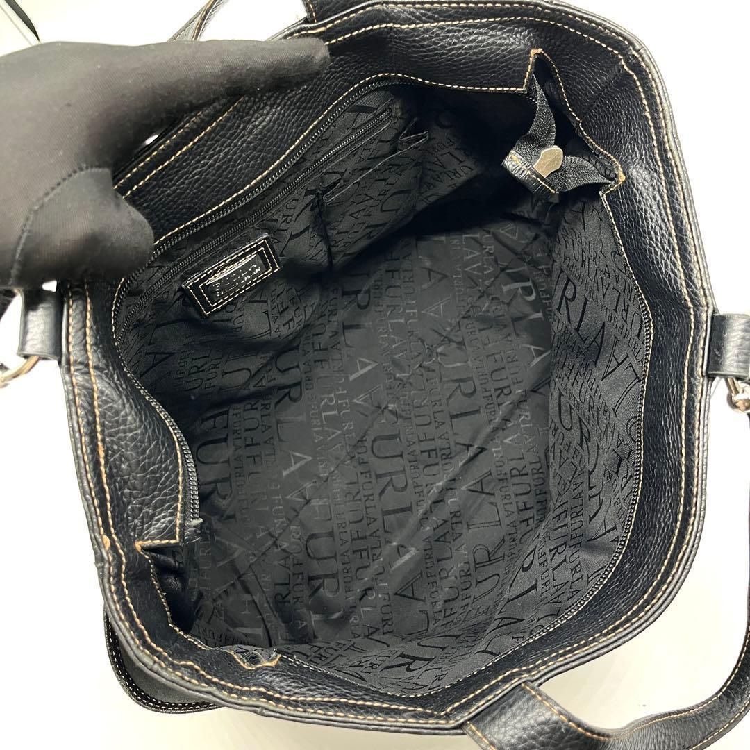 FURLA ビジネスバッグ レザー シボ革 A4可能 トートバッグ 黒 2699