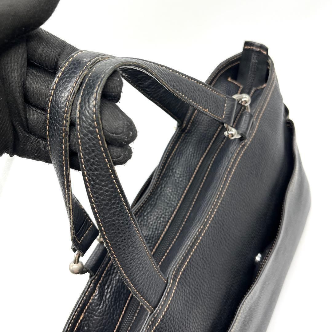 FURLA ビジネスバッグ レザー シボ革 A4可能 トートバッグ 黒 2699