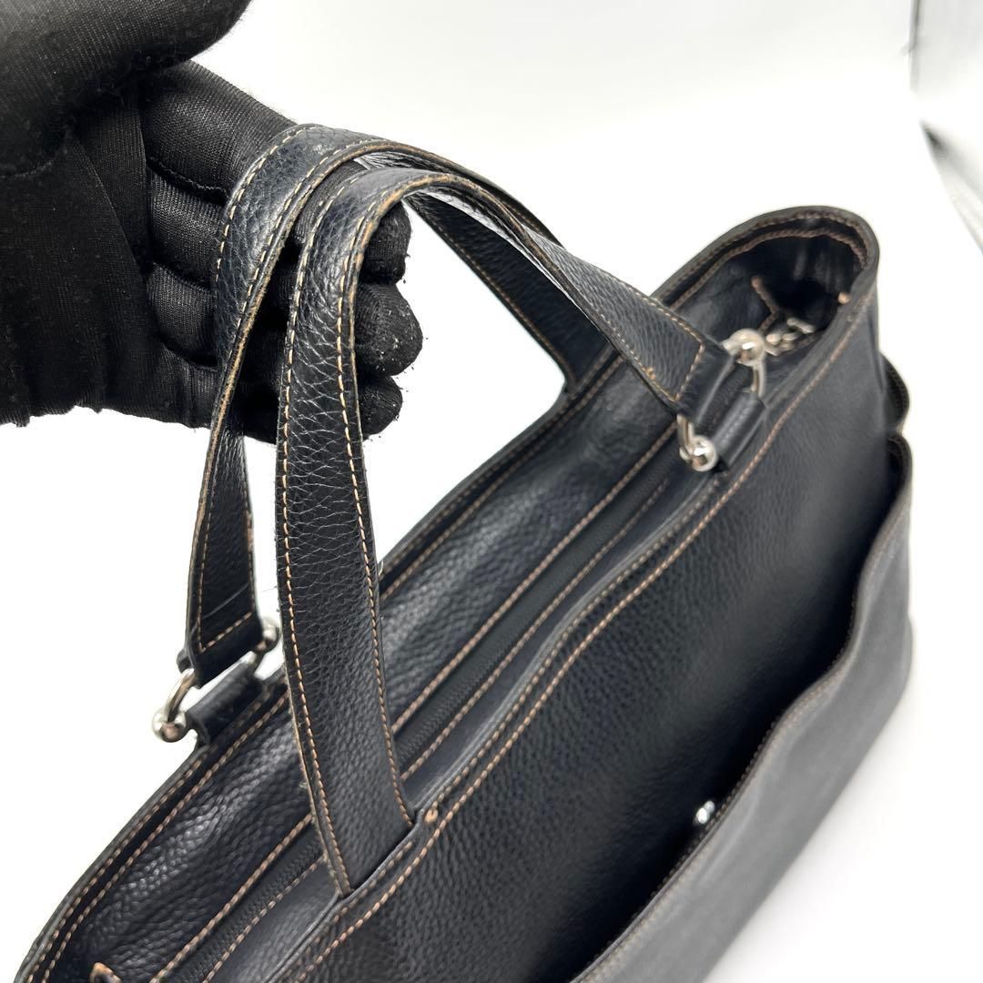 FURLA ビジネスバッグ レザー シボ革 A4可能 トートバッグ 黒 2699