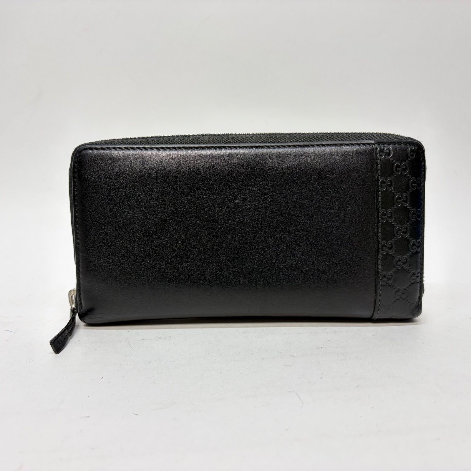 GUCCI 財布 ラウンドファスナー長財布 4138 GUCCI グッチ 長財布 ブラック レザー シマレザー ラウンド