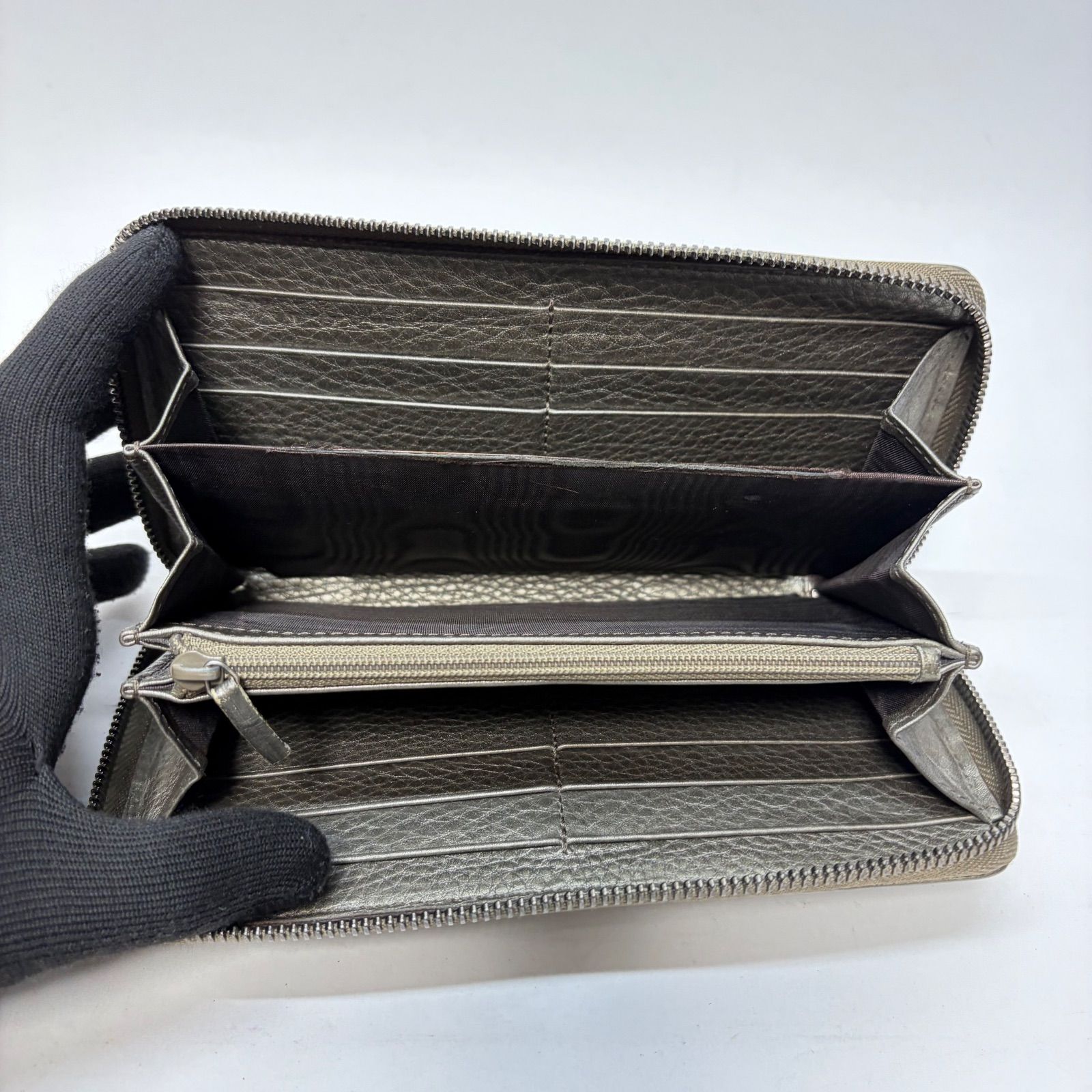 3034 GUCCI グッチ 長財布 シルバー インターロッキング ラウンド 