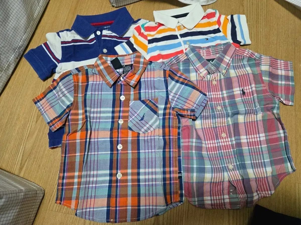 キッズ ポロ/トミーヒルフィガー CHECK 半袖 シャツ 4枚 90サイズ