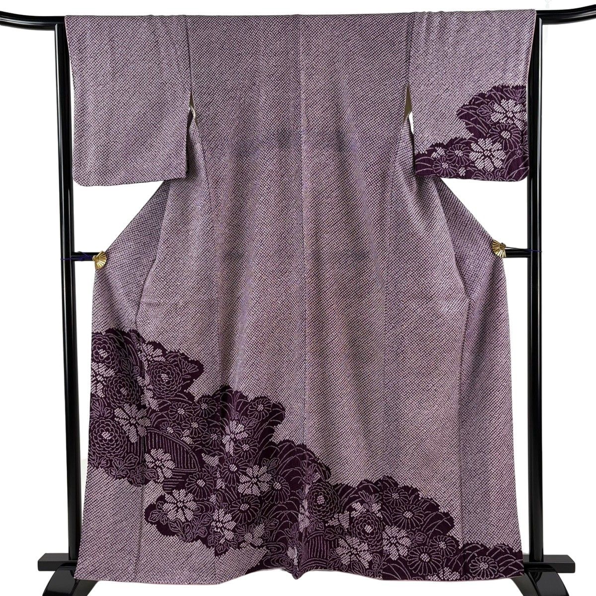 【美品】 付下げ 身丈160cm 裄丈65cm 正絹 名品 【中古】 付下げ 身丈160cm 裄丈69.5cm L 袷 鈴乃屋 落款あり 雪輪 草花 灰色