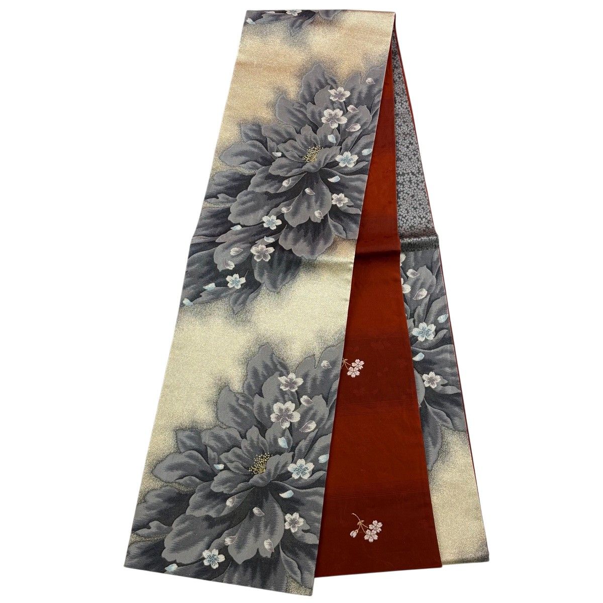 振袖 身丈160.5cm 裄丈66cm M 袷 袋帯フルセット 赤 正絹 秀品 三つ紋 