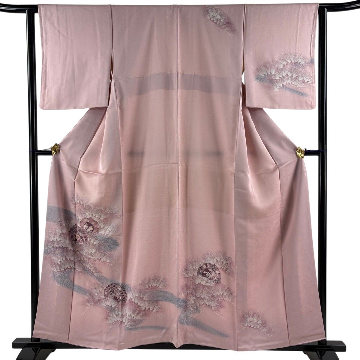 付下げ 身丈157cm 裄丈62.5cm S 袷 鏡裏文 松 ぼかし ピンク 正絹 優品
