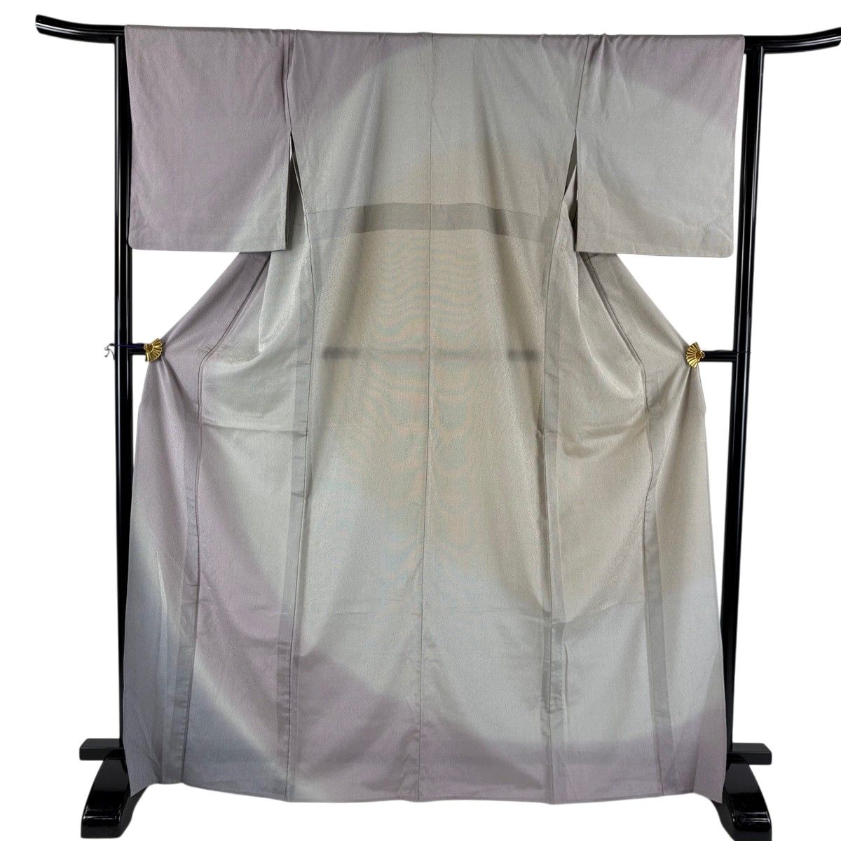 訪問着 名品 身丈168.5cm 裄丈69cm 正絹 【中古】 訪問着 身丈168cm 裄丈66.5cm M 単衣 格子 ぼかし 薄紫 正絹 名品