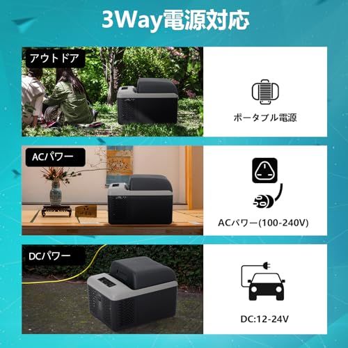 Alpicool ポータブル冷蔵庫 車載冷蔵庫 車載冷蔵冷凍庫 C12P 12L 12