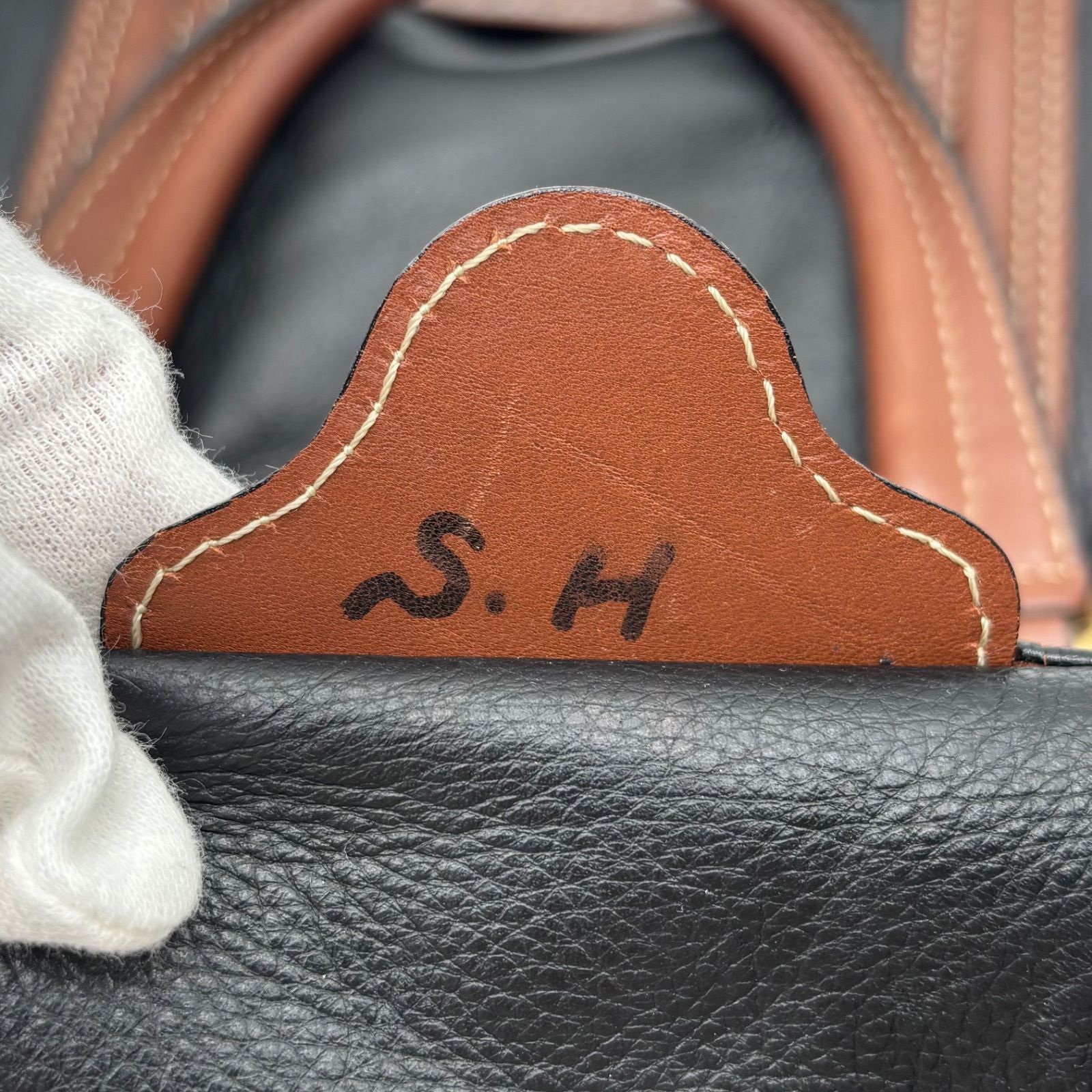 Balenciaga Archive Leather Logo Boston Bag Brown×Black