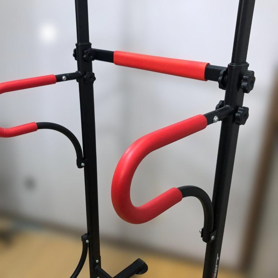 SPORIT スポリット パワータワー 懸垂マシン ディップススタンド 自立式 高さ調整 チンニング 筋トレ ホームジム ブラック レッド　【糸島市内 送料無料】260106-2 SPORIT スポリット パワータワー 懸垂マシン ディップススタンド 自立